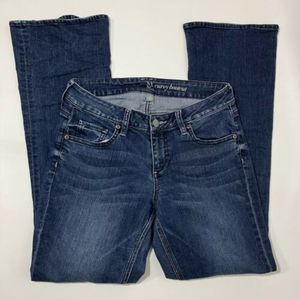 NY&C Womens Denim Low Rise Boot Cut Curvy Jeans Dark Wash Size 6 Petite